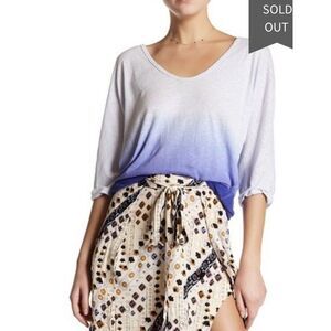 NWT FREE PEOPLE S We The Free Blue Ombré‎ Linen Tee $68